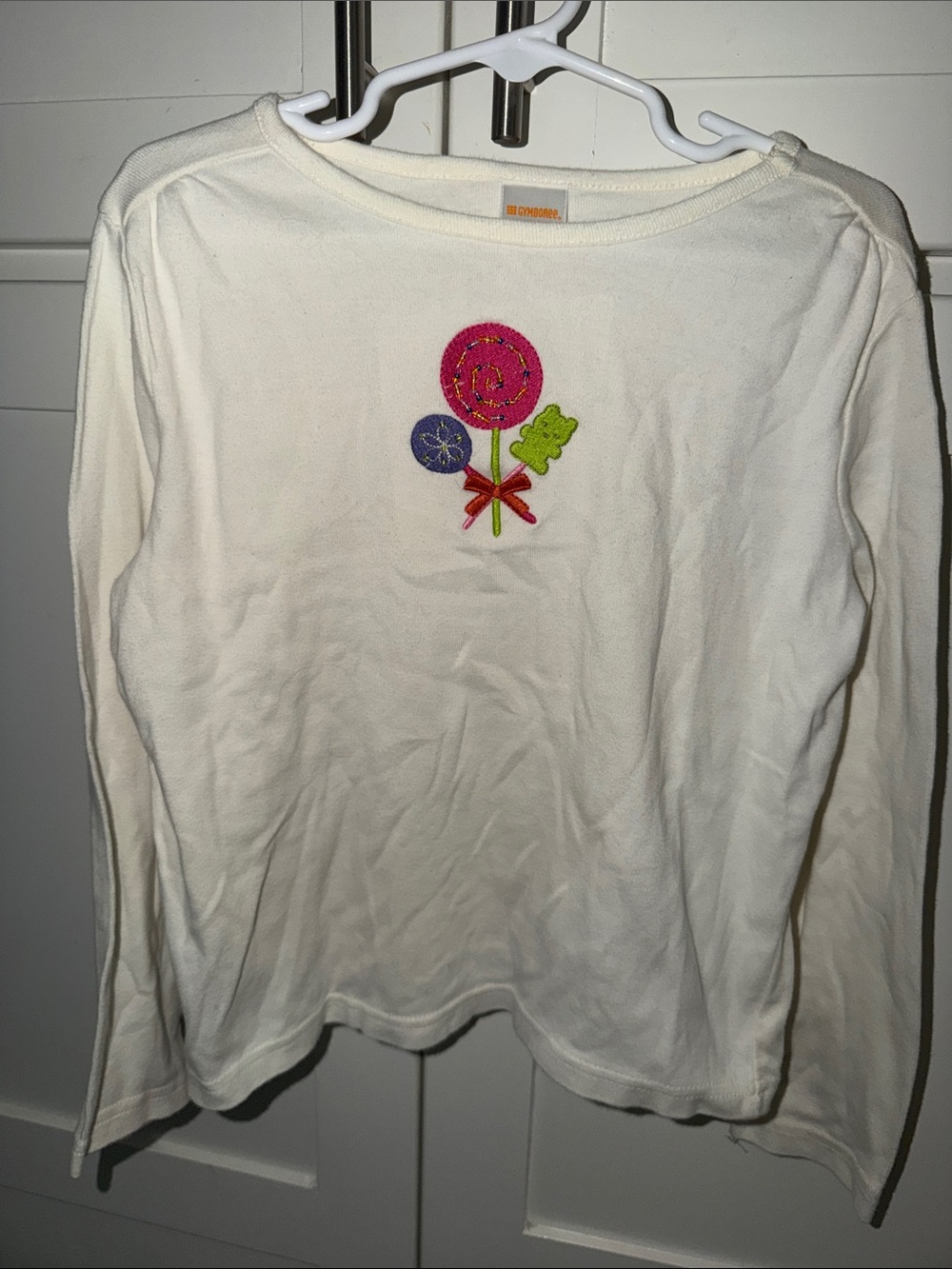 Gymboree Cream Long Sleeve Top with Bright Floral Applique